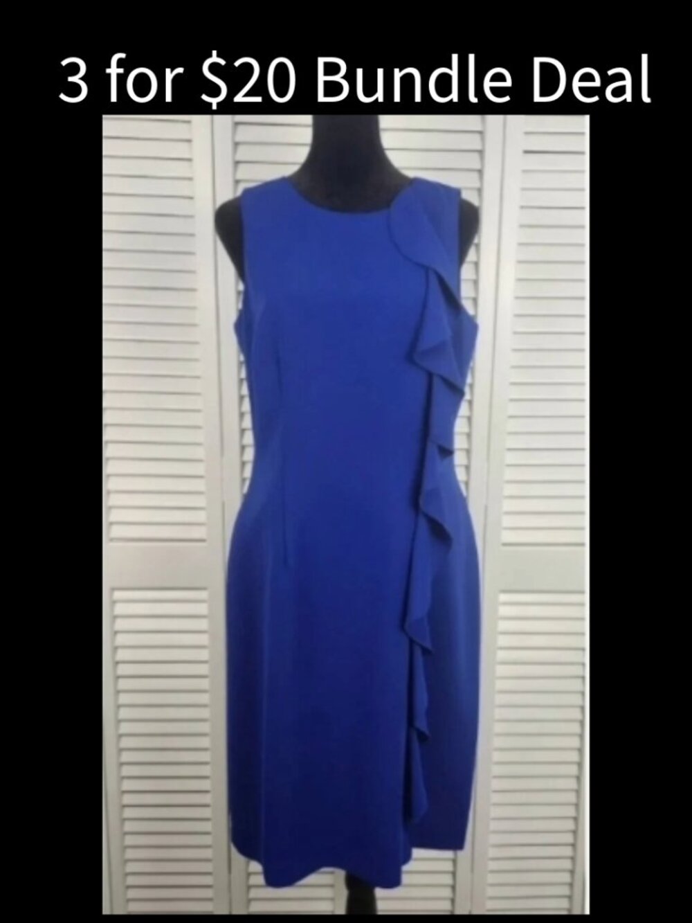 🚨 Spense Royal Blue Dress 6 Ruffle Front Office Knee Length Sleeveless